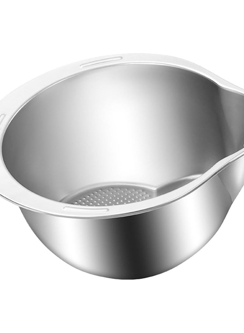 ADAK 304 Stainless Steel Rice Washing Bowl, Large Vegetable Strainer with Side Filter & Inclined Mesh Design, Multi-Purpose for Fruits, Vegetables, and Rice - Image 5