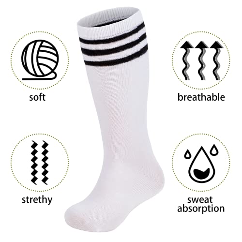 Zando جوارب كرة القدم والبيسبول زاندو 4 أزواج - طويلة عالية الركبة من القطن الرياضي للأطفال من 6-9 سنوات (أبيض/أسود/وردي/وردي فاتح) - Image 3