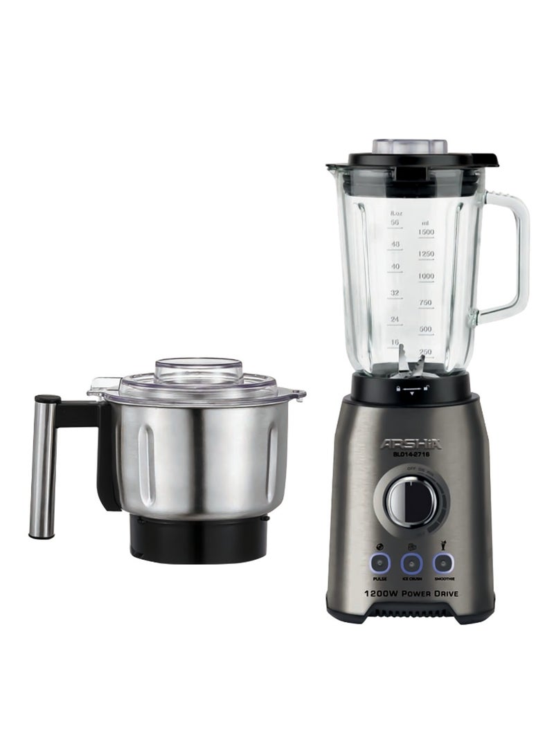 Arshia Blender with Grinder – 1200W Power – Glass Jar & Stainless Steel Bowl - Image 1