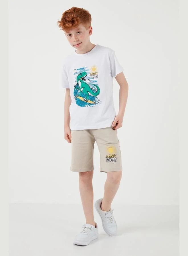 Lela Lela Cotton Regular Fit Crew Neck Shorts Bottom-Top Set Boy SET 6212019