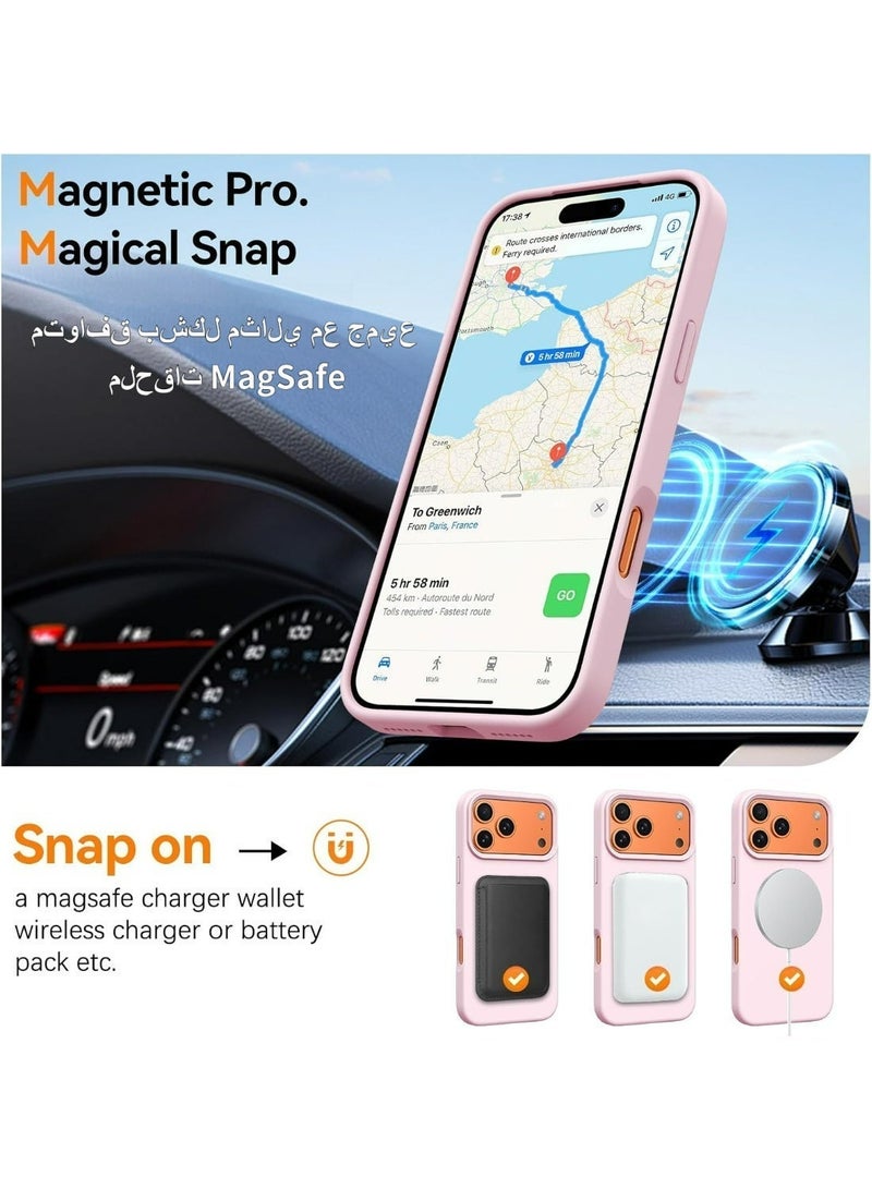 غطاء سيليكون سائل مخصص لهاتف iPhone 17 Pro Max، متوافق مع خاصية MagSafe، مقاوم للصدمات، لا يظهر البصمات ولا يصفر مع الوقت، باللون الوردي - Image 5