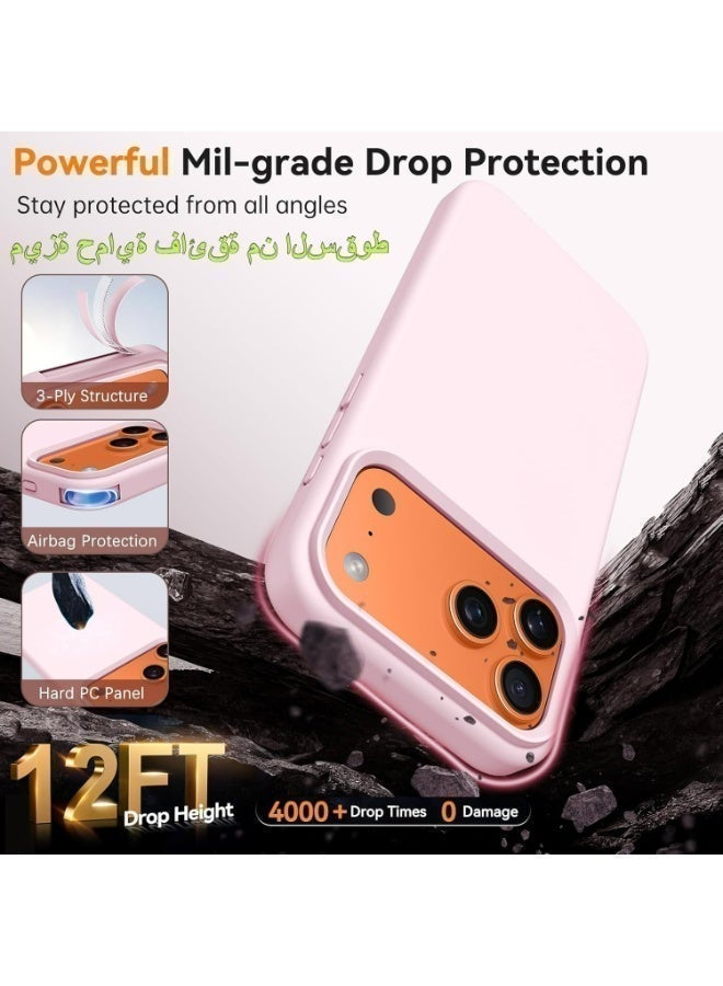 غطاء آيفون 17 برو ماكس من السيليكون السائل، متوافق مع MagSafe، مقاوم للصدمات بدرجة عسكرية، مضاد للاصفرار والانزلاق والبصمات، بتصميم أنيق وناعم ورفيع (وردي) - Image 4
