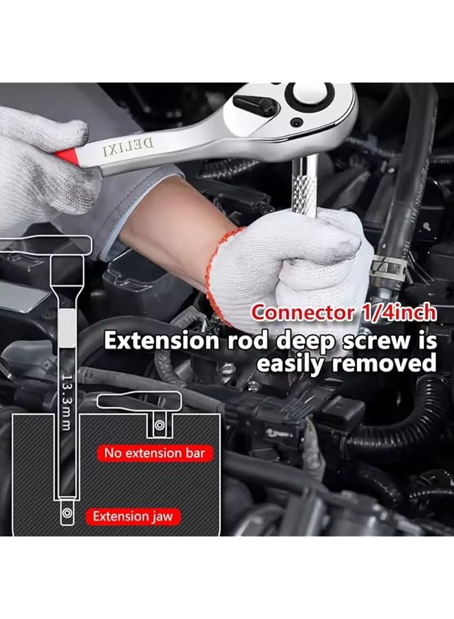 promass Auto Mechanics Tool Set 46 PCS - Socket Ratchet Torque Wrench Extension Bar Drill Bits Automobiles Repair - Socket Spanner Set With Box Car Repair Tool Kit - Image 4