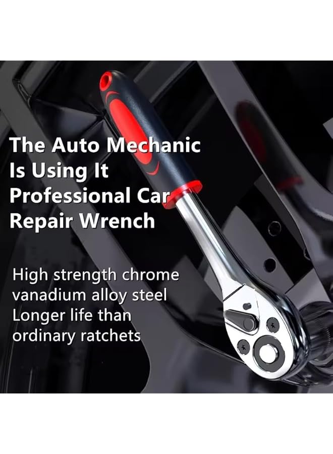 promass Auto Mechanics Tool Set 46 PCS - Socket Ratchet Torque Wrench Extension Bar Drill Bits Automobiles Repair - Socket Spanner Set With Box Car Repair Tool Kit - Image 3