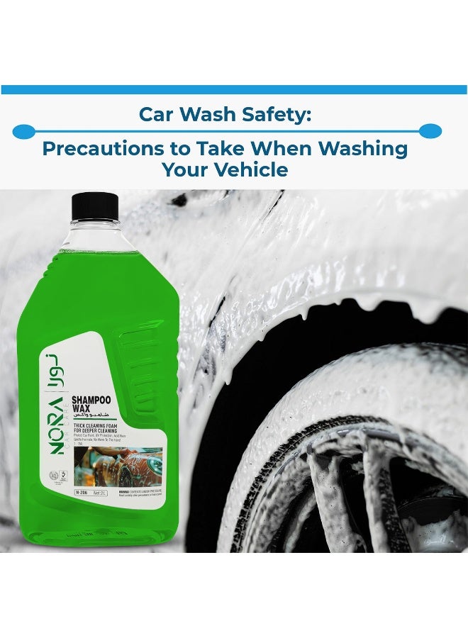 NORA 2L Green Car Wash Shampoo Wax (N-206) - pH Balanced, Thick Foaming, Colour Safe Formula for Deep Cleaning & Glossy, Just-Waxed Shine. Protects Car Paint & Boosts Wax Protection in One Step. - Image 4