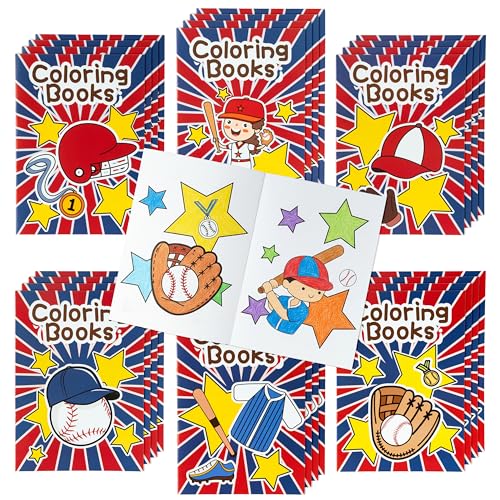 JAPBOR Baseball Coloring Books for Kids 24PCS Mini Baseball Themed Color Book Bulk Party Favors Sport Small Colouring Pages for Birthday Gifts Classroom Drawing Painting Game Goodie Bag Fillers - Image 1