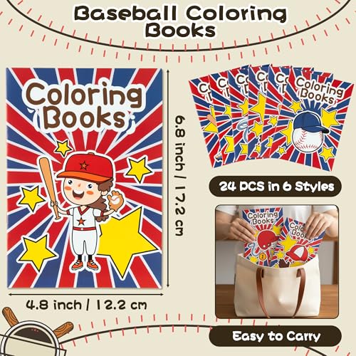 JAPBOR Baseball Coloring Books for Kids 24PCS Mini Baseball Themed Color Book Bulk Party Favors Sport Small Colouring Pages for Birthday Gifts Classroom Drawing Painting Game Goodie Bag Fillers - Image 5