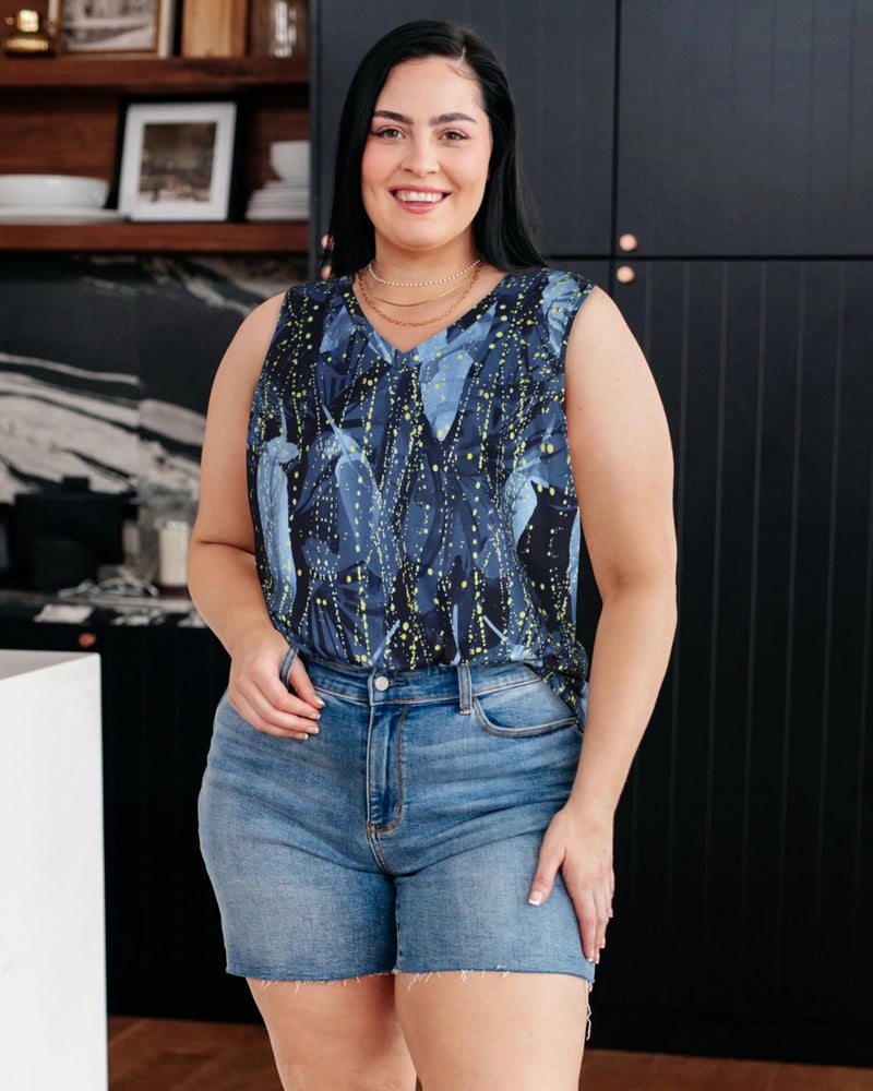 JOELLYUS Plus Size Tanks Women Basic T Shirts V Neck Tees Oversized Shirt Casual Flowy Blouses(Blue Starlight,3XL) - Image 2