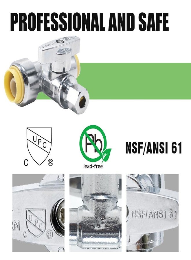 TT FLEX Service Tee Stop Valve, 1/2 Inch x 1/2 Inch x 1/4 Inch, 1/4 Turn, Compression Service Stop Fitting, Water Valve Shut Off, Push-to-Connect, PEX, Copper, CPVC, PE-RT - Image 5