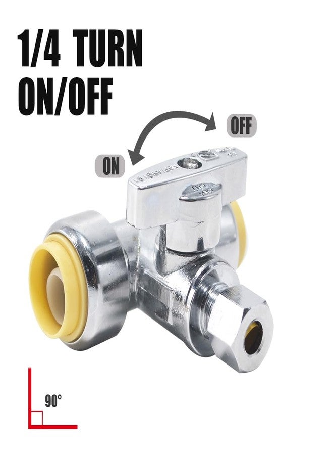 TT FLEX Service Tee Stop Valve, 1/2 Inch x 1/2 Inch x 1/4 Inch, 1/4 Turn, Compression Service Stop Fitting, Water Valve Shut Off, Push-to-Connect, PEX, Copper, CPVC, PE-RT - Image 3