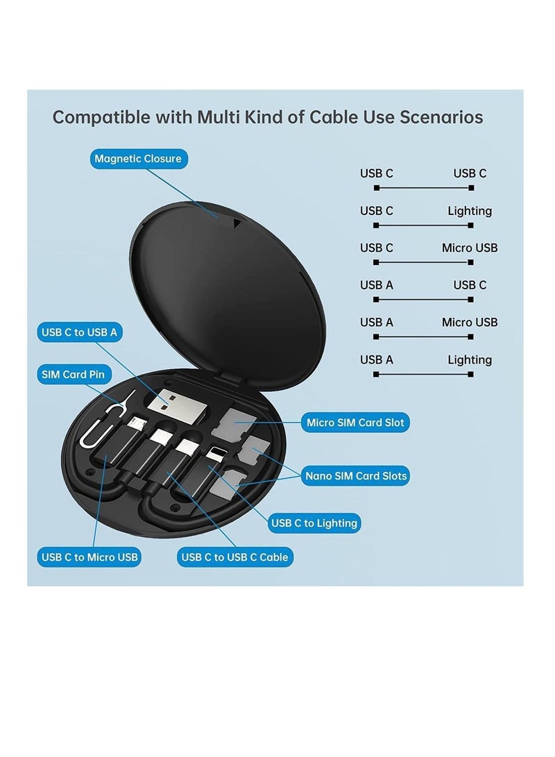 1 Pack Remax USB Adapter Cable Conversion Storage Box Multi-Type Charging Line Convertor Lightning Type C Micro Data Transfer Tool Contains Sim Card Slot Tray Eject Pin Use as Phone Holder