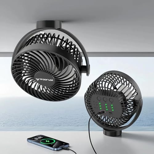 MAGOLFIN Magnetic Cruise Ship Approved Fan, 12000mAh Battery Operated Travel Fan with 5 Speeds, LED Lantern, Timer, Magnetically Sticks on Cabin Ceilings and Walls, Cruise Essentials 2026 - Image 1