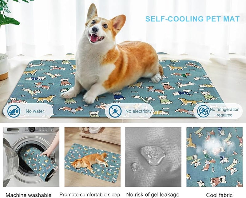 Dog Park Blue Pet Cooling Pad Ice Silk Mat For Heat Relief Outdoor Car Balcony Park - Image 4