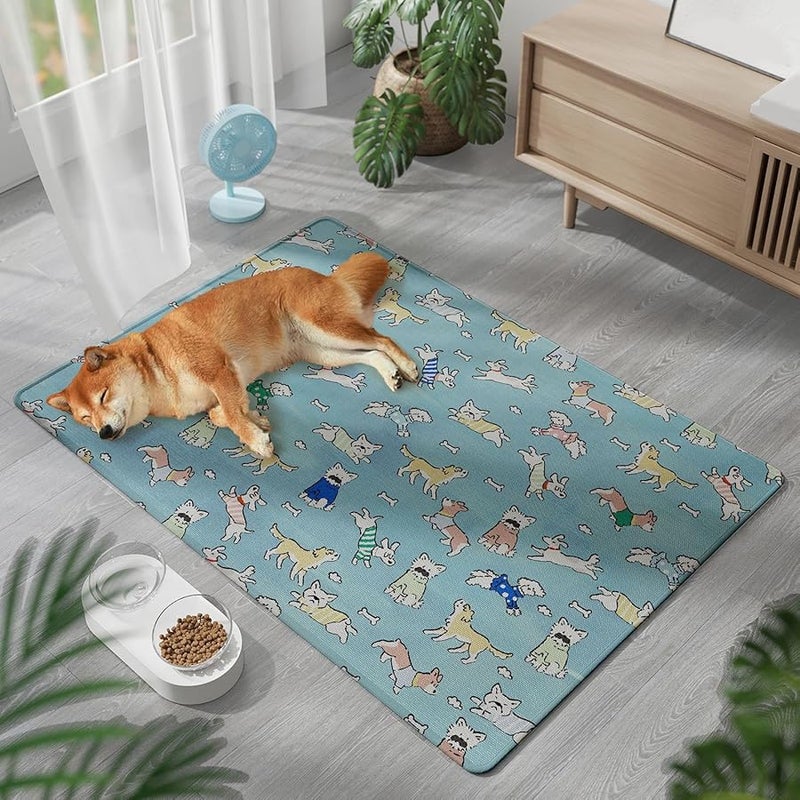 Dog Park Blue Pet Cooling Pad Ice Silk Mat For Heat Relief Outdoor Car Balcony Park - Image 3
