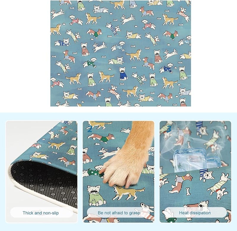 Dog Park Blue Pet Cooling Pad Ice Silk Mat For Heat Relief Outdoor Car Balcony Park - Image 5