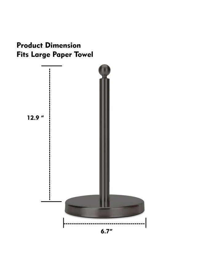 Kalitro Paper Towel Holder Countertop, Standing Paper Towel Roll Holder for Kitchen Bathroom, with Weighted Base for One-Handed Operation, No Wobbly (Stainless Steel Base, Black) - Image 4