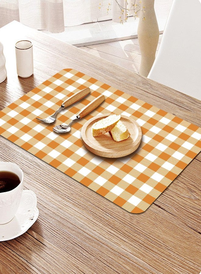 KOPOOEOE Orange White Buffalo Plaid Plastic Placemats Set of 10, 11x16 Inch Watercolor Checkered Farmhouse Plastic Table Mats for Home Party Kitchen Dining Table Decor - Image 4