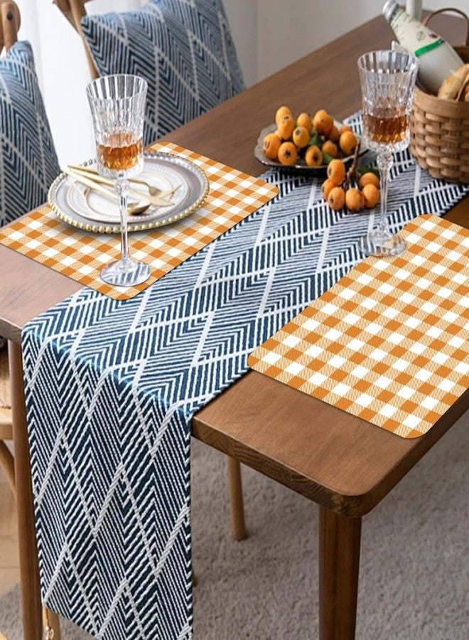 KOPOOEOE Orange White Buffalo Plaid Plastic Placemats Set of 10, 11x16 Inch Watercolor Checkered Farmhouse Plastic Table Mats for Home Party Kitchen Dining Table Decor - Image 5