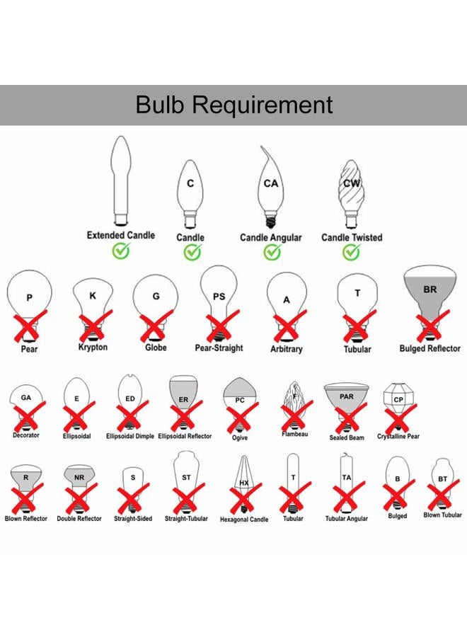Wellmet Chandelier Shades, ONLY FOR CANDELABRA BULBS, Clip-on Fitter Lamp Shades, 3" X 6" X 5", 6 pcs Set - Image 2