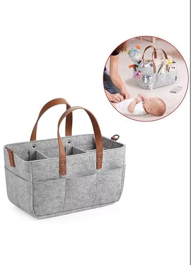 erorex Diaper Bag Baby Diaper Nappy Caddy Bag With Leather Handle Car Storage Bag With Zipper Lid Nursery - Image 5