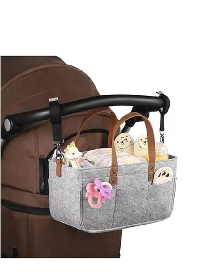 erorex Diaper Bag Baby Diaper Nappy Caddy Bag With Leather Handle Car Storage Bag With Zipper Lid Nursery - Image 2