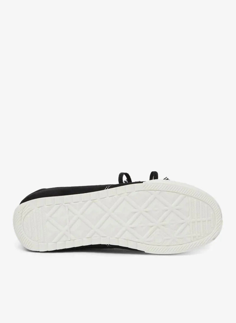Styli  Black Textile Lace-Up Sneakers with Bow Detail for Women | Best Price UAE