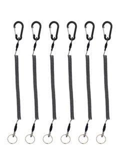 Oasisgalore 6 pcs Stretchy Coiled Lanyards for Keys Kayak Fishing Equipment Pliers Tools, Black  - Image 1