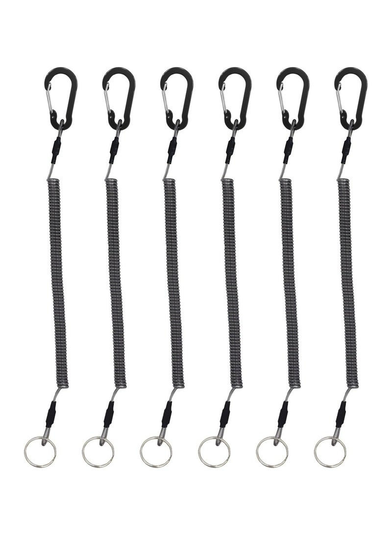 Oasisgalore 6 pcs Stretchy Coiled Lanyards for Keys Kayak Fishing Equipment Pliers Tools, Black  - Image 1