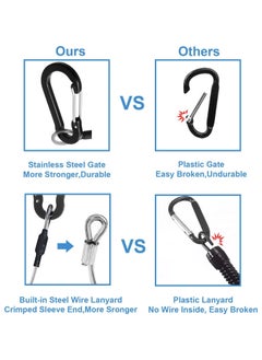 Oasisgalore 6 pcs Stretchy Coiled Lanyards for Keys Kayak Fishing Equipment Pliers Tools, Black  - Image 2