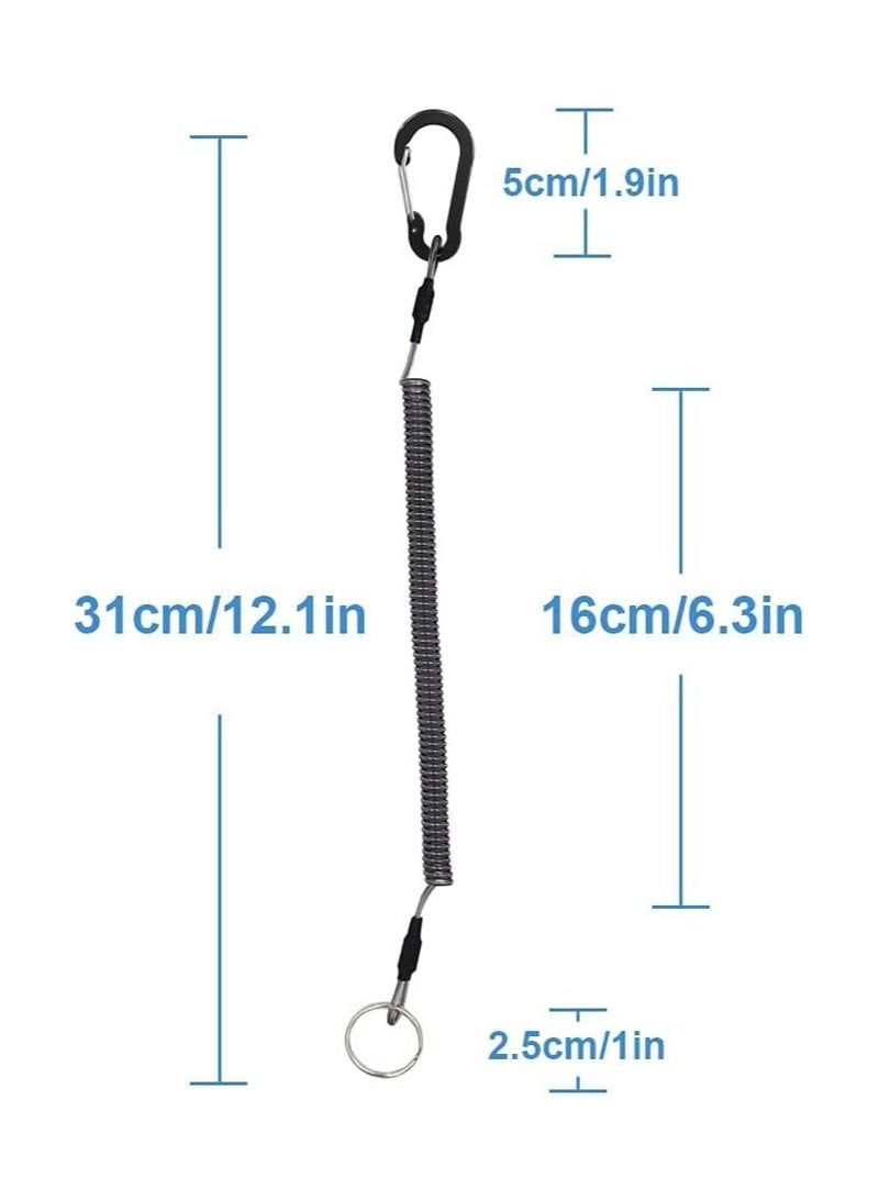 Oasisgalore 6 pcs Stretchy Coiled Lanyards for Keys Kayak Fishing Equipment Pliers Tools, Black  - Image 4