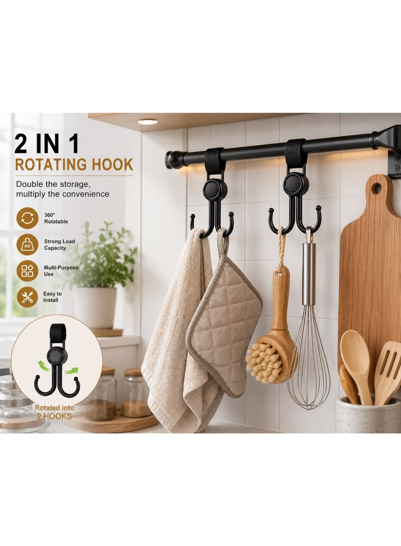 2-in-1 360° Rotating Double Hook for Stroller, Car & Bicycle | Heavy-Duty Multipurpose Hanging Hook | Black Organizer for Bags, Groceries, Diaper Bags & Accessories 2pcs - Image 4