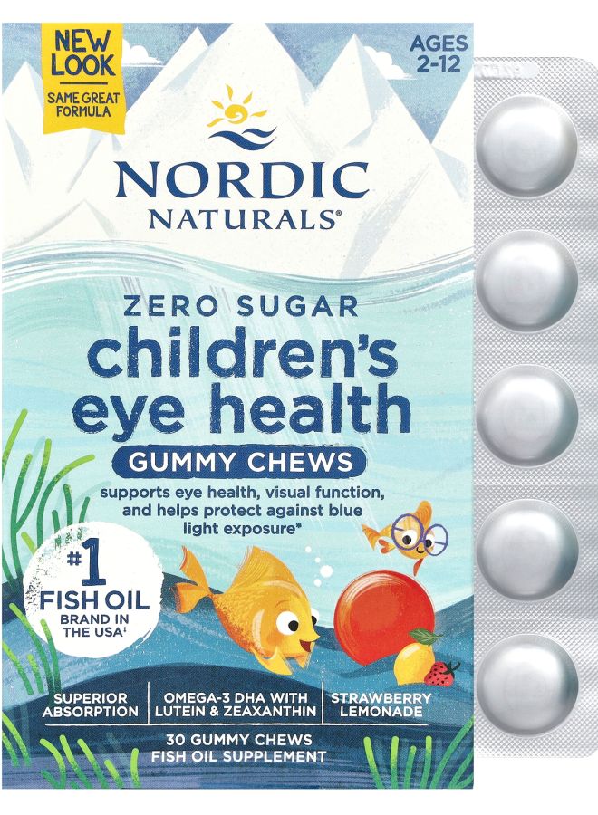 NORDIC NATURALS Children's Eye Health Gummies Zero Sugar Ages 2-12 Strawberry Lemonade 30 Gummy Chews 
