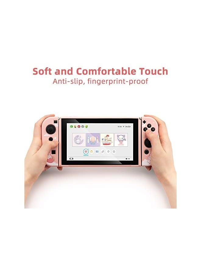 بروماس حافظة واقية متوافقة مع سويتش، غطاء حماية نحيف ناعم من مادة TPU متوافق مع وحدة تحكم نينتندو سويتش وجوي كون (أرنب الفراولة) [لعبة فيديو] [لعبة فيديو] - Image 3