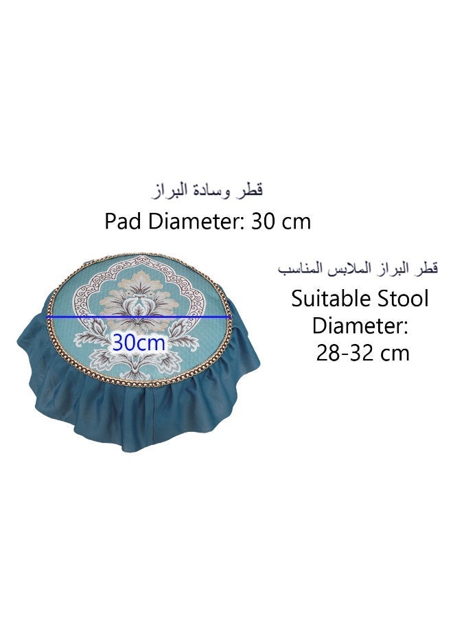 Round Dining Chair Pad Seat Cushion for Dressing Stool Kitchen Chair Non-Slip Washable Imitated Silk Jacquard Stool Pads for Bedroom Living Room Office, Diameter 30 cm - Image 4