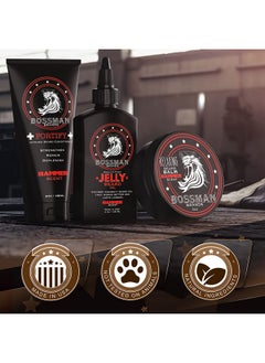 bossman Essentials Beard Kit Made In Usa Jelly Beard Oil Conditioner Beard Balm Natural Ingredients (Hammer Scent)  - Image 5