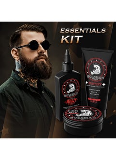 bossman Essentials Beard Kit Made In Usa Jelly Beard Oil Conditioner Beard Balm Natural Ingredients (Hammer Scent)  - Image 3