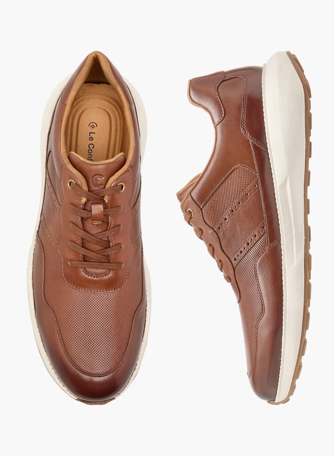 Le Confort Men's Leather Panelled Lace-Up Sneakers  - Image 1