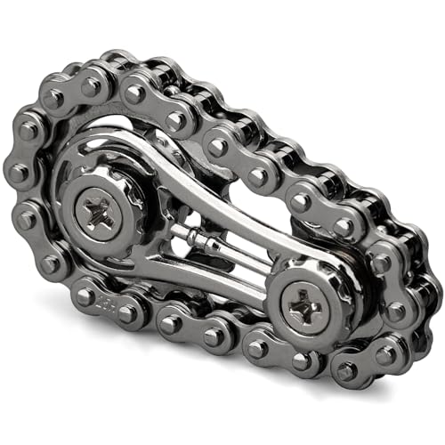LNCOJOLM Cool Sprockets Fidget Bike Chain Hand Roller for Anxiety Relief Assemble Fidget Spinner Ring Toy for Gift Metal Fingertip Spinning Sensory Toy for Adult Kid 48 812 - Image 1