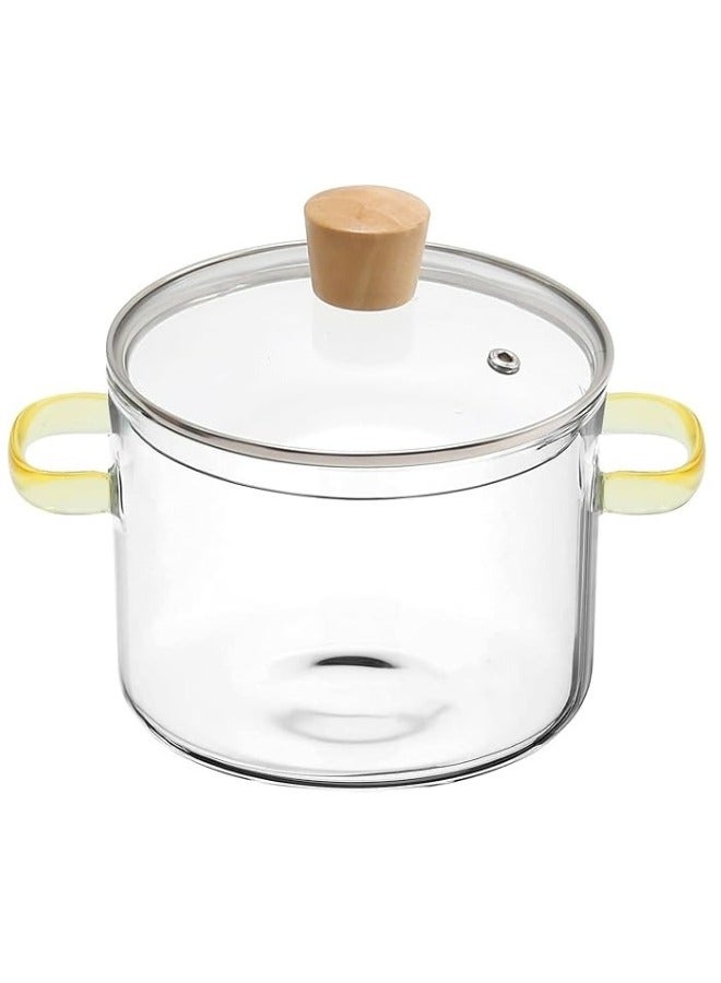 قدر زجاجي من البورسليكات سعة 2600 مل، وعاء طهي زجاجي شفاف، قدر زجاجي مع غطاء، وعاء زجاجي مقاوم للحرارة - Image 2