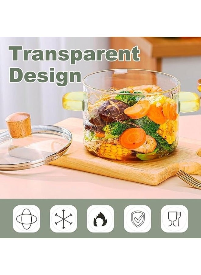 قدر زجاجي من البورسليكات سعة 2600 مل، وعاء طهي زجاجي شفاف، قدر زجاجي مع غطاء، وعاء زجاجي مقاوم للحرارة - Image 4