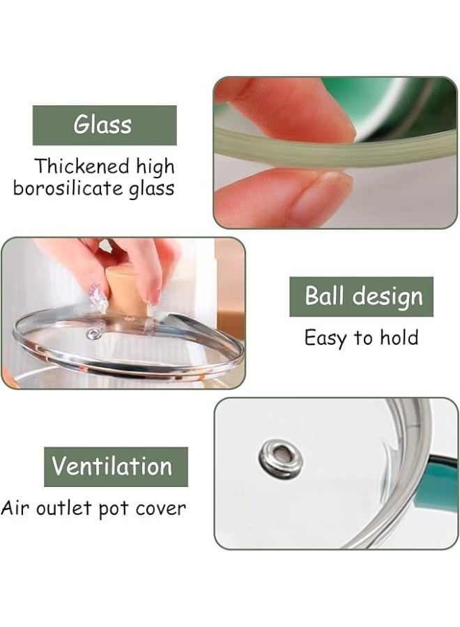 قدر زجاجي من البورسليكات سعة 2600 مل، وعاء طهي زجاجي شفاف، قدر زجاجي مع غطاء، وعاء زجاجي مقاوم للحرارة - Image 3