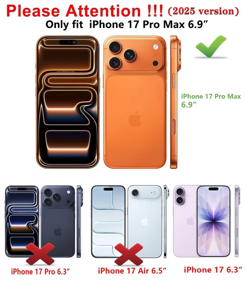 Qinmay حافظة هاتف Qinmay المتوافقة مع iPhone 17 Pro Max، محفظة مع حامل بطاقات مدمج، حماية مزدوجة الطبقة مقاومة للصدمات، فتحة بطاقات مخفية، غطاء نحيف للهاتف لـ iPhone 17 Pro Max، أسود - Image 2
