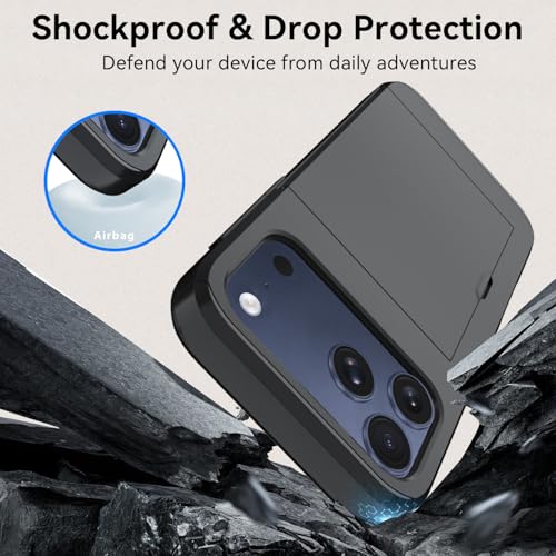 Qinmay حافظة هاتف Qinmay المتوافقة مع iPhone 17 Pro Max، محفظة مع حامل بطاقات مدمج، حماية مزدوجة الطبقة مقاومة للصدمات، فتحة بطاقات مخفية، غطاء نحيف للهاتف لـ iPhone 17 Pro Max، أسود - Image 5
