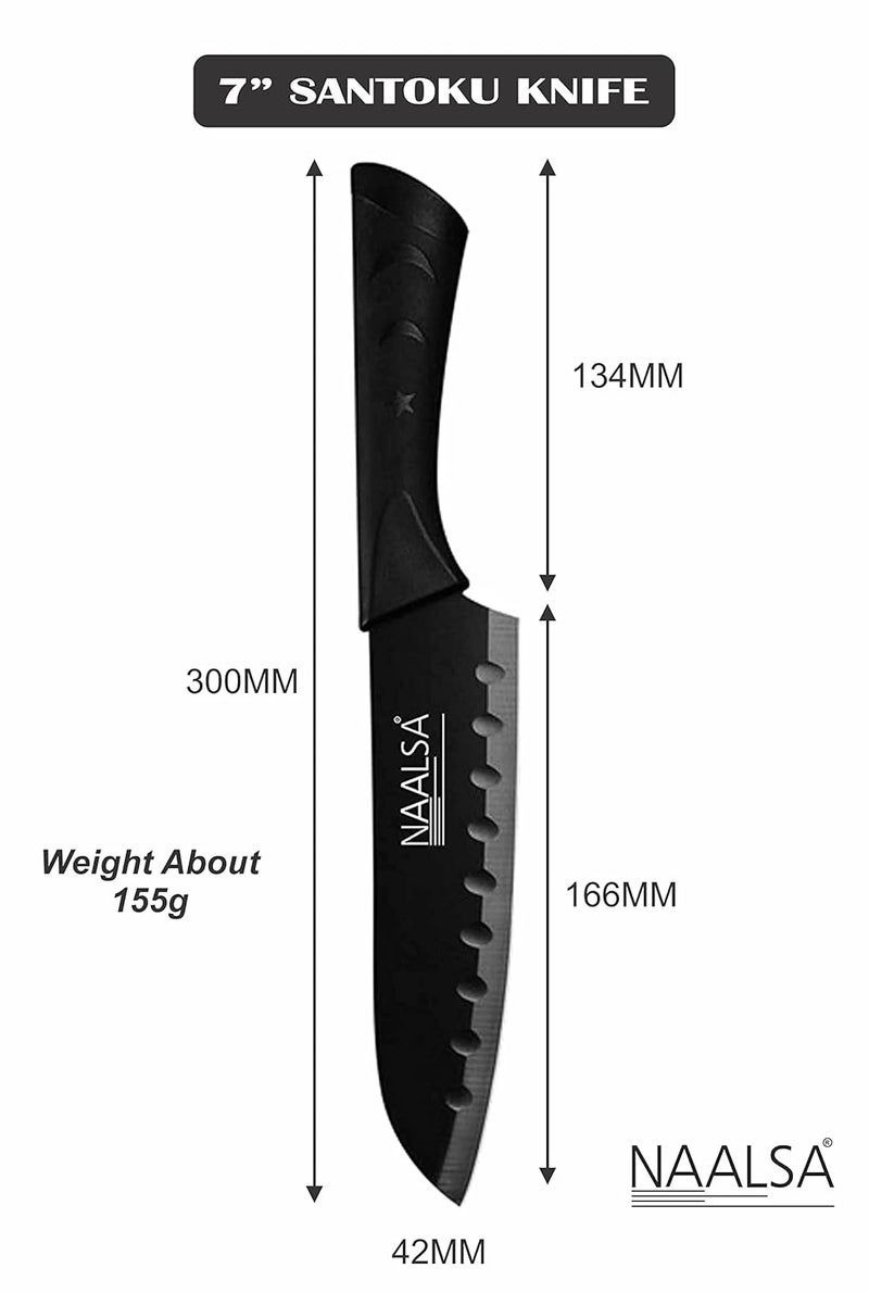 NAALSA Riya 1Pc Santoku Knife Stainless Steel High Carbon Professional Kitchen Knives with Non Stick Coating Santoku Knife 7 - Image 2