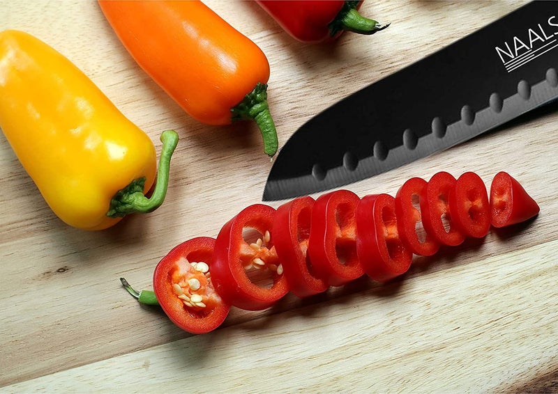 NAALSA Riya 1Pc Santoku Knife Stainless Steel High Carbon Professional Kitchen Knives with Non Stick Coating Santoku Knife 7 - Image 3