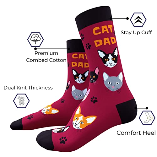 Cavertin Men's Programming Alien Sasquatch Cat Dad Dog Dad Music Fishing Socks with Gift Box (Cat Dad) - Image 4