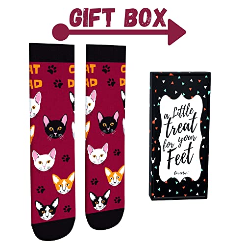 Cavertin Men's Programming Alien Sasquatch Cat Dad Dog Dad Music Fishing Socks with Gift Box (Cat Dad) - Image 2