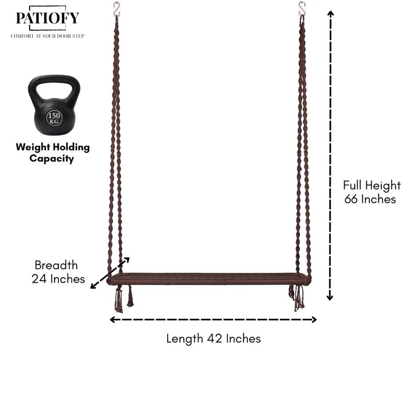 Patiofy Premium 2 Seater Swing for AdultsSwing ChairSwing for BalconyJhula for AdultsDouble Seater Swing with Hanging KitSwing for Indoor and Outdoor Brown - Image 4