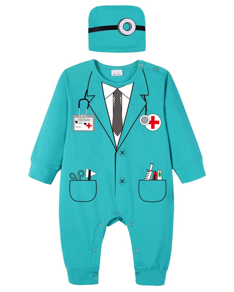 Zusnxaxe Zusnxaxe Baby Boys Halloween Doctor Costume Bodysuit Infant surgeon Jumpsuit Uniform Clothes with Hat 