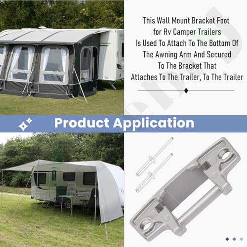 Braveboy RV Awning Mounting Brackets Replacement for DoMetic 3310811009M Diecast Foot SVC Kit 4453000044 3108708 RHA620 Awning Bottom Brackets Suit for Dometic AE Series 8300 8500 8700 9000 Awnings - Image 5
